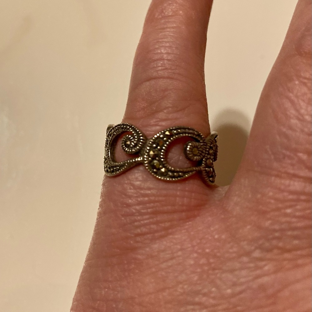 Sterling Silver and Marcasite Initial Eternity Band